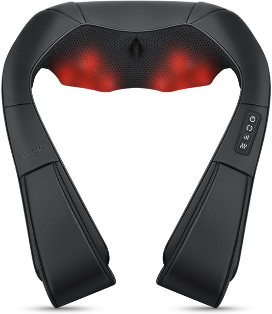 Neck Massager, Portable Electric Neck and Back Massager with Heat, FSA or HSA Eligible Deep Tissue 3D Kneading Pillow for Muscle Pain Relief, Not Cordless, Ideal Father’S Day Gift