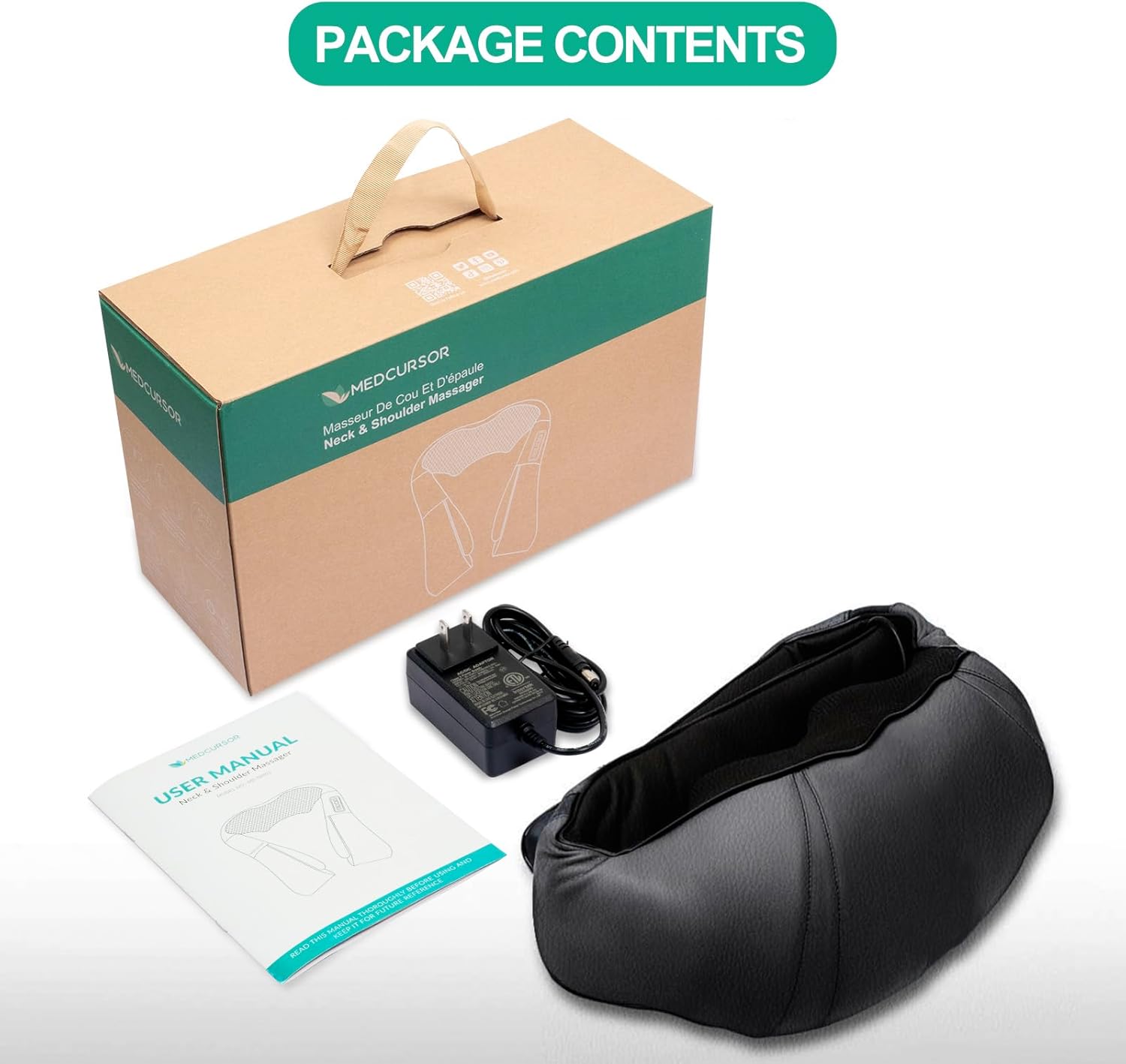 Neck Massager, Portable Electric Neck and Back Massager with Heat, FSA or HSA Eligible Deep Tissue 3D Kneading Pillow for Muscle Pain Relief, Not Cordless, Ideal Father’S Day Gift