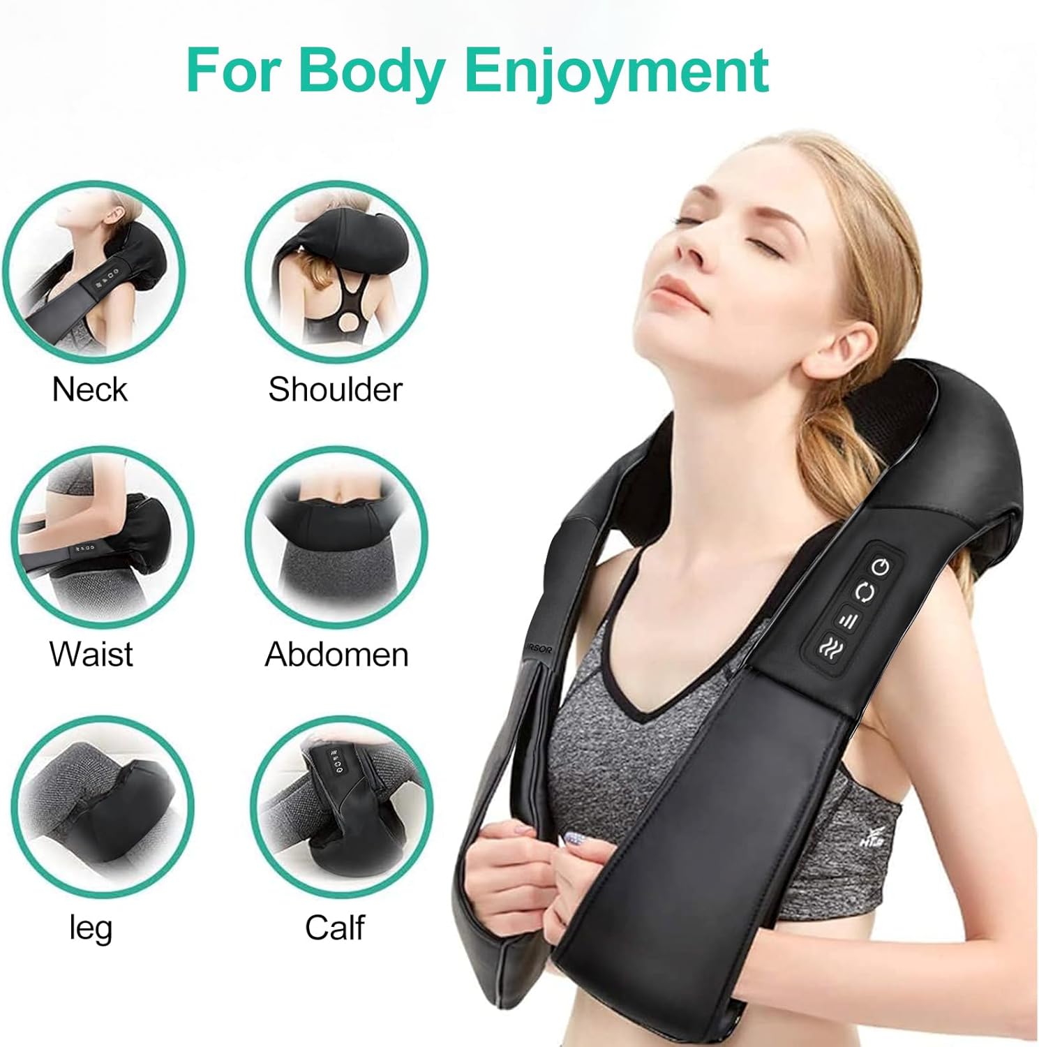 Neck Massager, Portable Electric Neck and Back Massager with Heat, FSA or HSA Eligible Deep Tissue 3D Kneading Pillow for Muscle Pain Relief, Not Cordless, Ideal Father’S Day Gift