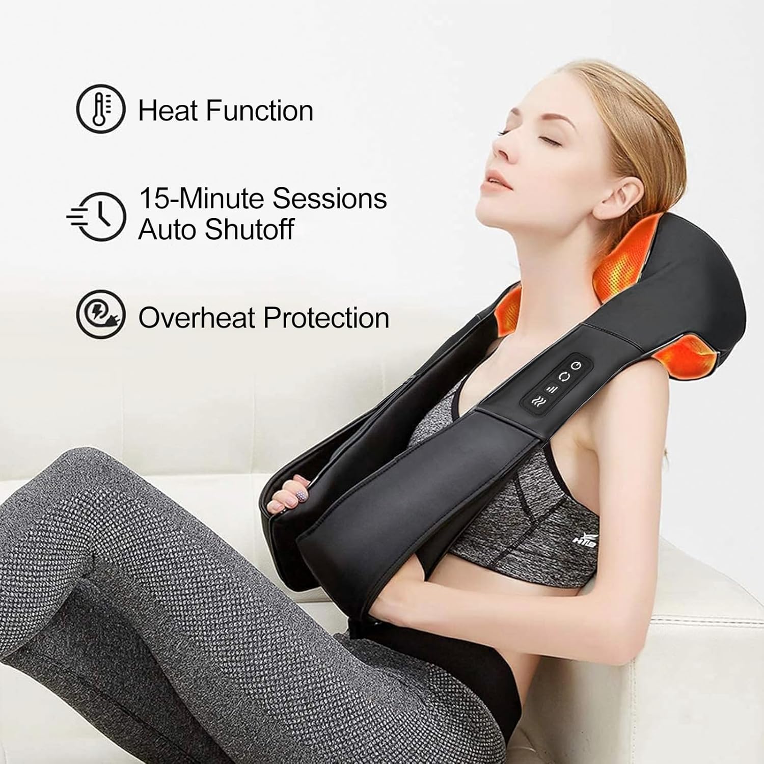 Neck Massager, Portable Electric Neck and Back Massager with Heat, FSA or HSA Eligible Deep Tissue 3D Kneading Pillow for Muscle Pain Relief, Not Cordless, Ideal Father’S Day Gift