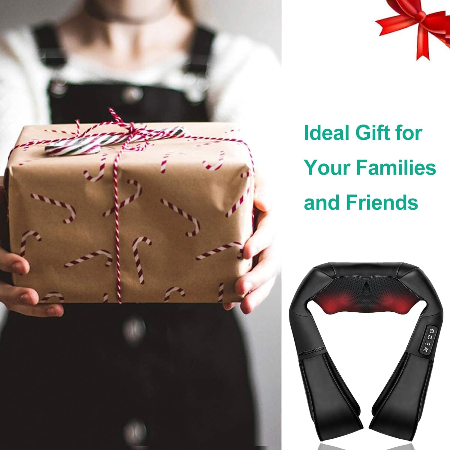 Neck Massager, Portable Electric Neck and Back Massager with Heat, FSA or HSA Eligible Deep Tissue 3D Kneading Pillow for Muscle Pain Relief, Not Cordless, Ideal Father’S Day Gift